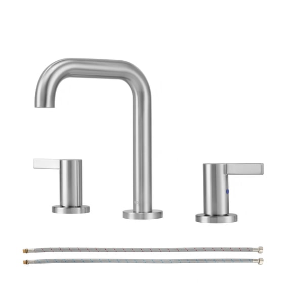 PARLOS Widespread 2-handle Bathroom Faucet with Water Supply Lines,Brushed Nickel