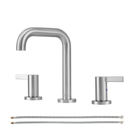 PARLOS Widespread 2-handle Bathroom Faucet with Water Supply Lines,Brushed Nickel