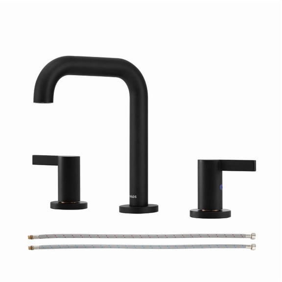 PARLOS Widespread 2-handle Bathroom Faucet with Water Supply Lines,Matte Black