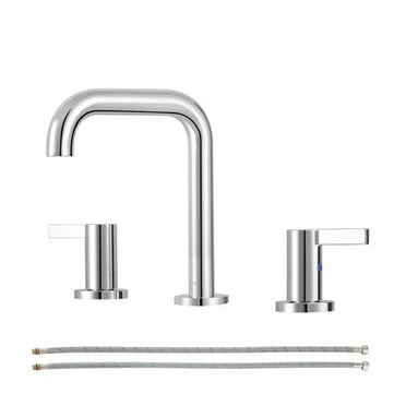 PARLOS Widespread 2-handle Bathroom Faucet with Water Supply Lines，Polished Chrome