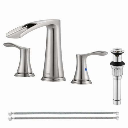 PARLOS Widespread 2-handle Waterfall Bathroom Faucet with Drain Assembly