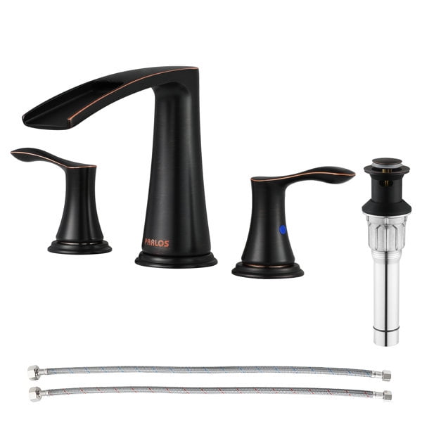 PARLOS Widespread 2-handle Waterfall Bathroom Faucet with Drain Assembly