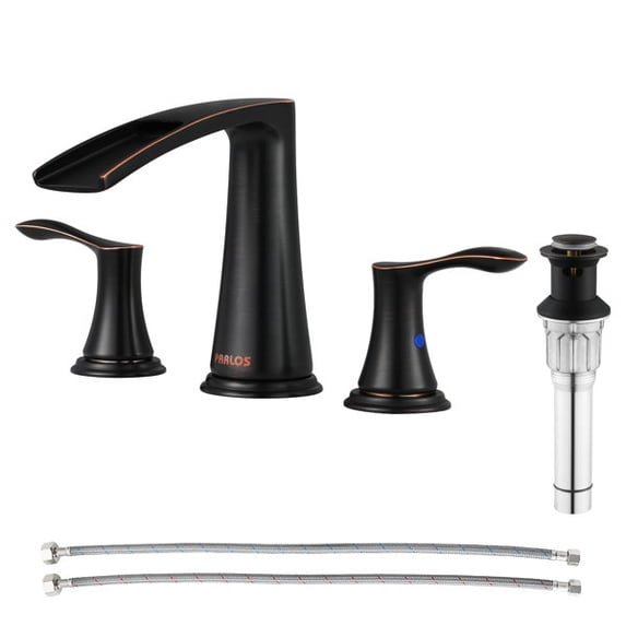 PARLOS Widespread 2-handle Waterfall Bathroom Faucet with Drain Assembly