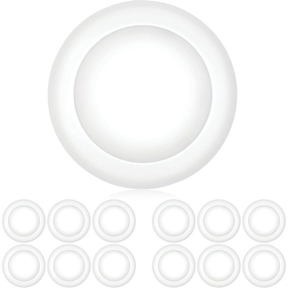PARMIDA (12 Pack) 5/6 Inch Dimmable LED Disk Light Surface Flush Mount 15W, UL Listed, Recessed Retrofit Ceiling Lights, Energy Star, Installs into Junction Box Or Recessed Can,1050lm - 5000K
