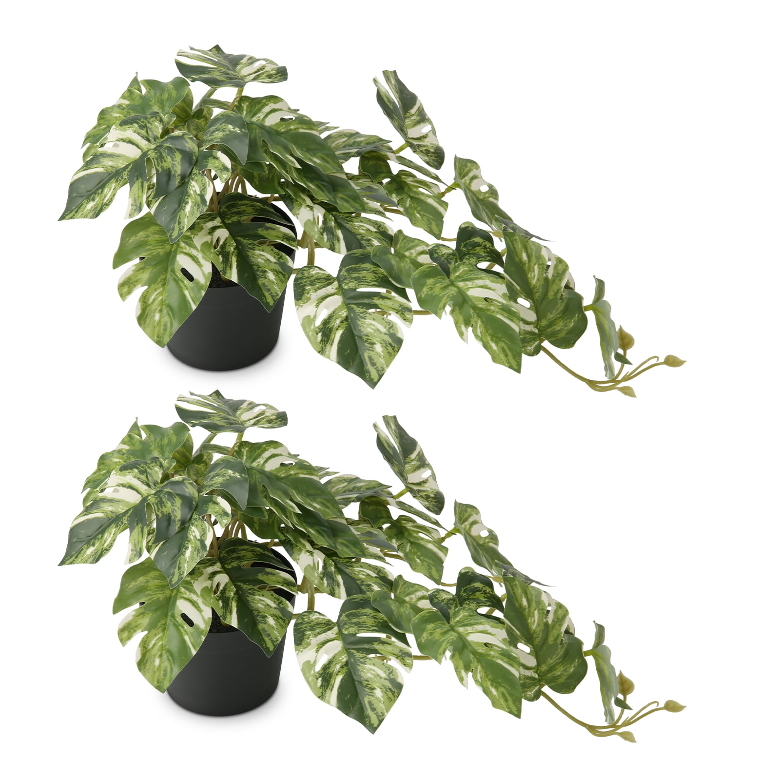 PARMPH 2 Packs Artificial Desk Plants, 17.71'' Faux Watermelon Leaves