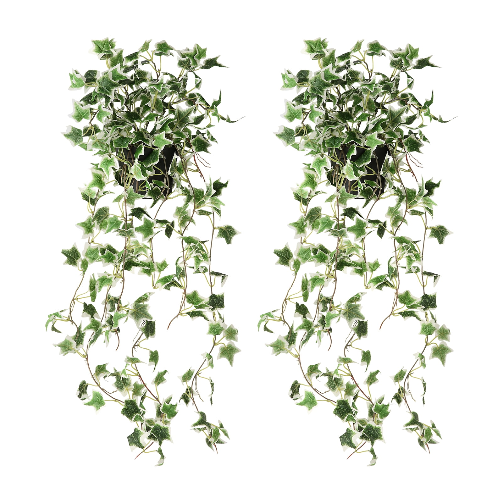 PARMPH 2 Packs Artificial Hanging Plants with Pot, 34'' Long Green