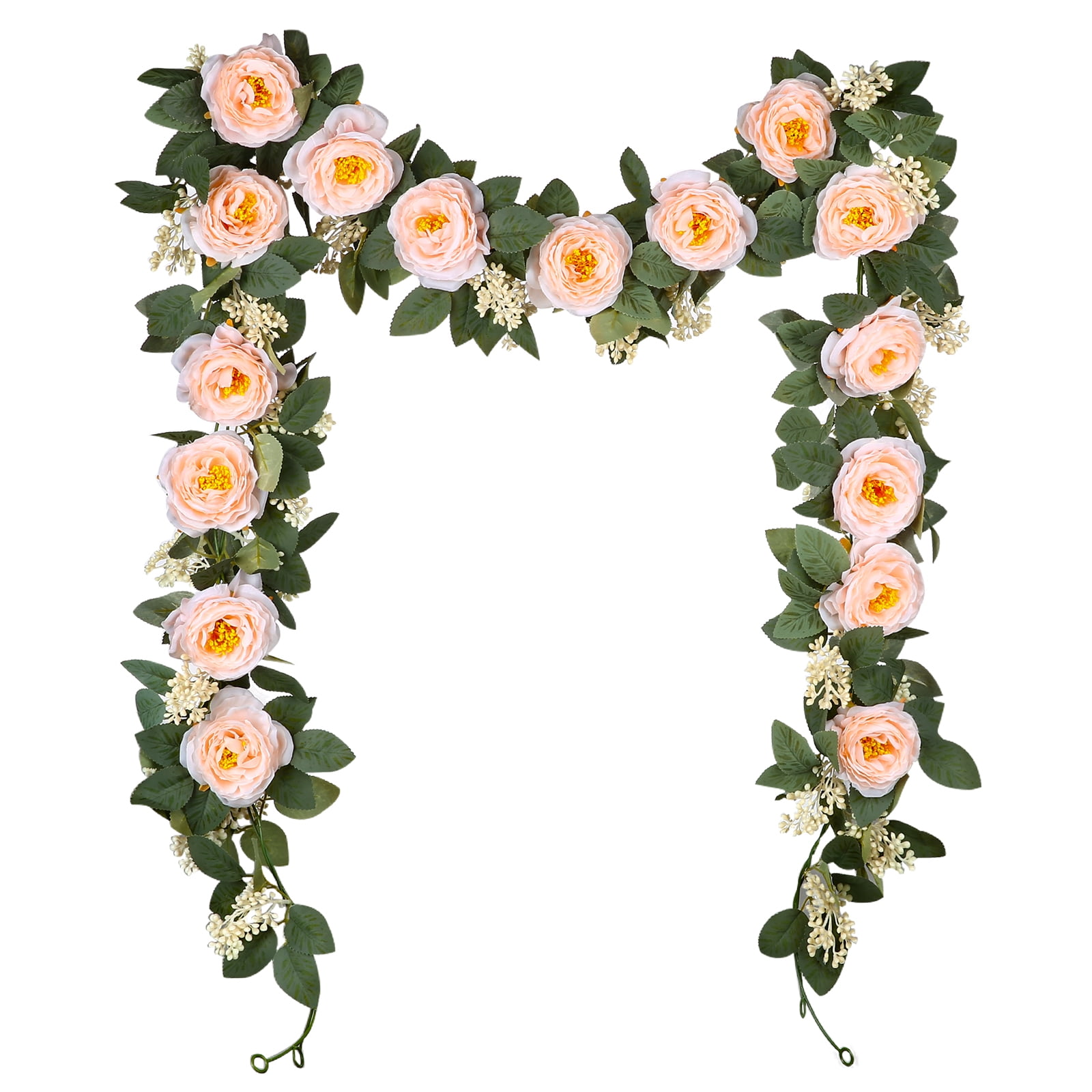 PARMPH 2Packs 11.5Ft Artificial Rose Flowers Garland, Artificial