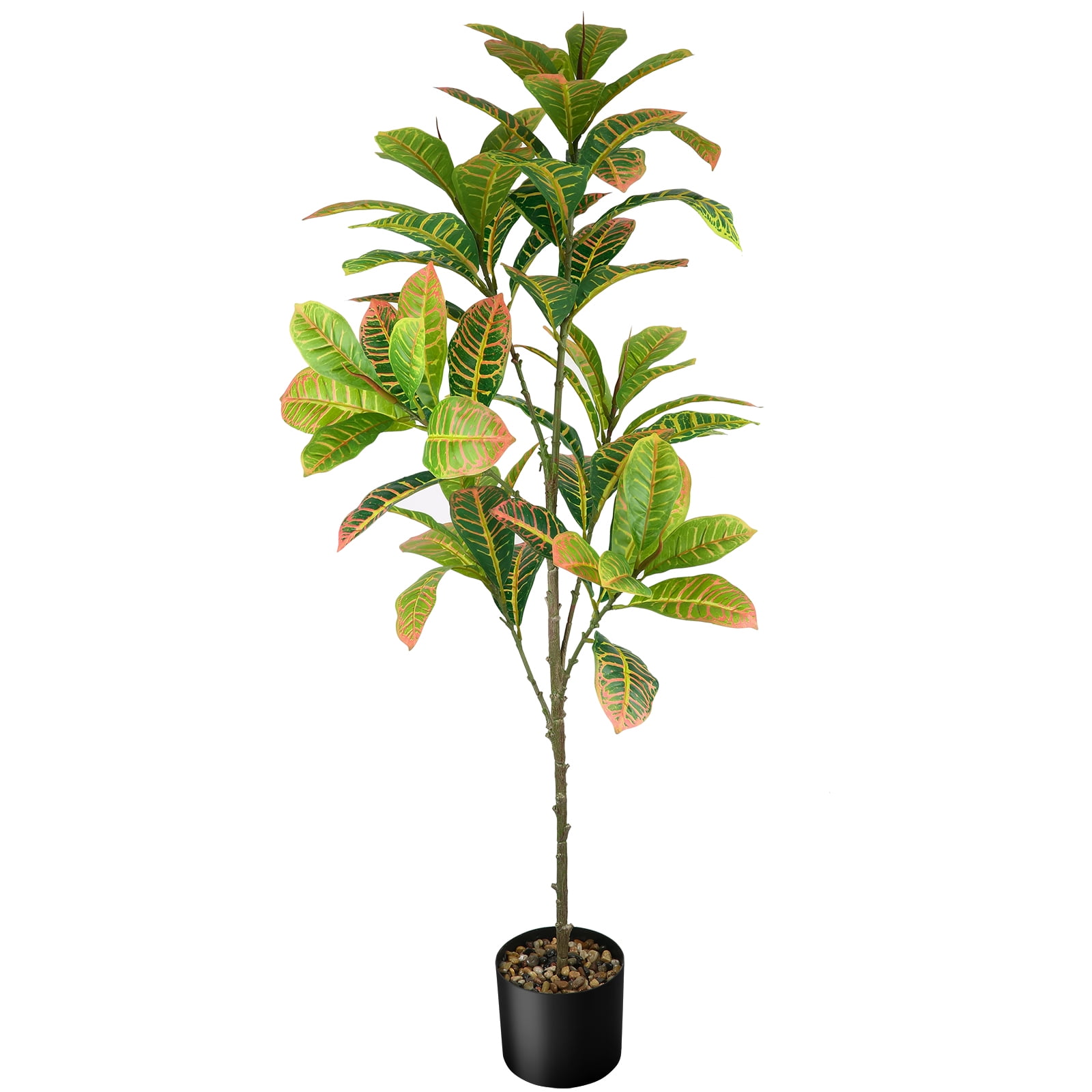 PARMPH 49'' Artificial Tree Faux Croton Palm Tree, Colorful Leaves Faux