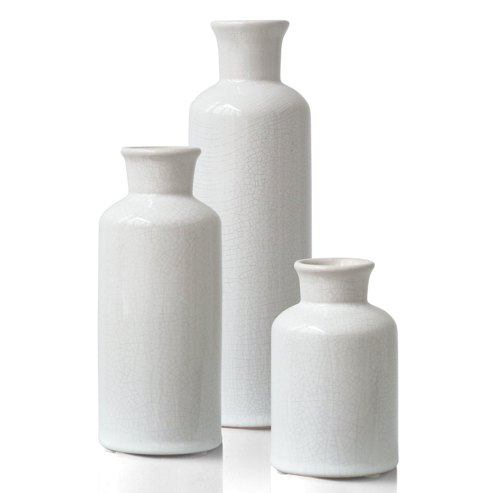 PARMPH Ceramic Vase for Home Decoration, Set of 3 Large Small Flowers Vase for Floor, Modern Floor Vase for Living Room Decorations, Ideas Table Bookshelf Decor, Black Crack White - Walmart.com