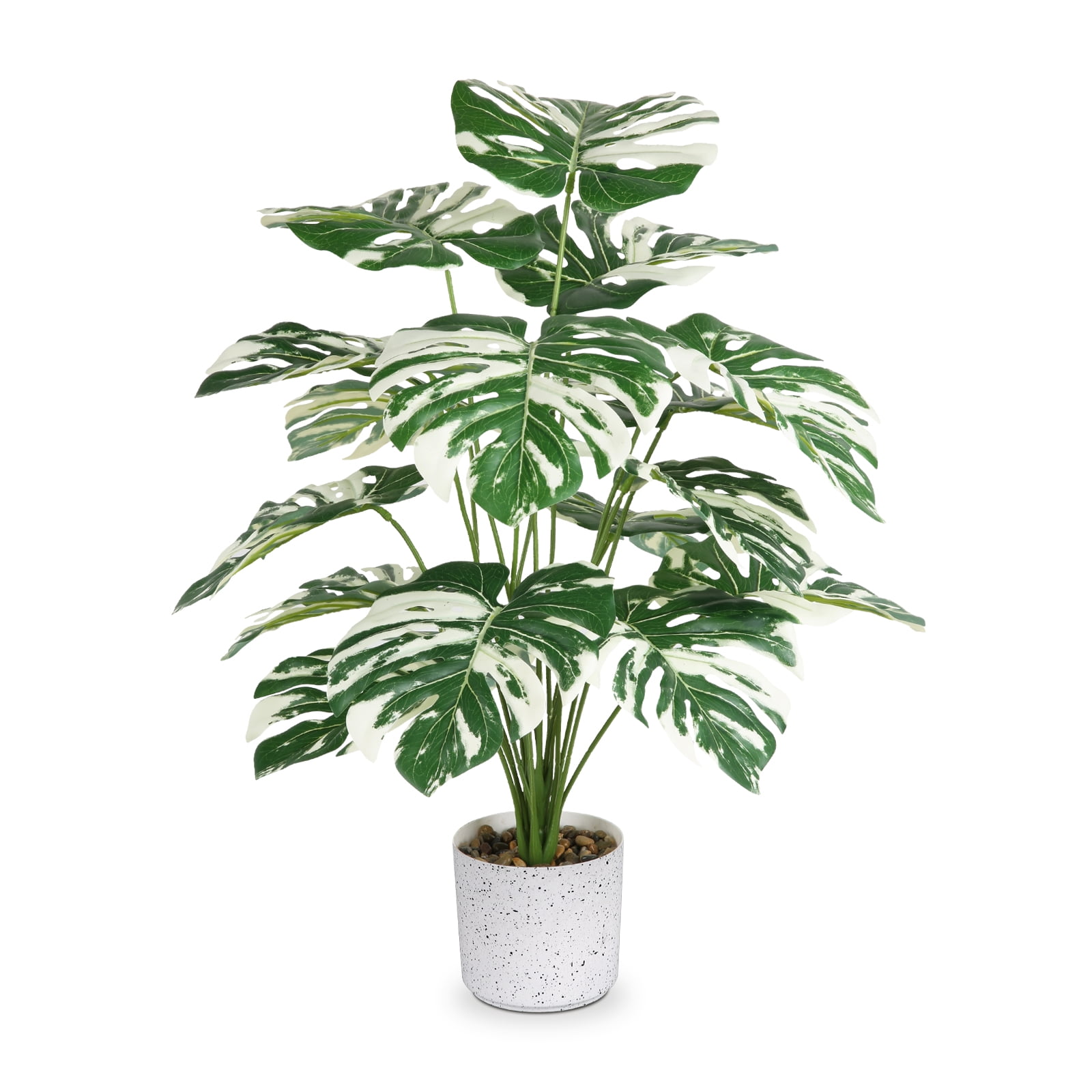 PARPMH 28'' Artificial Monstera Plant, 18 Leaves Faux Palm Tree in Pot