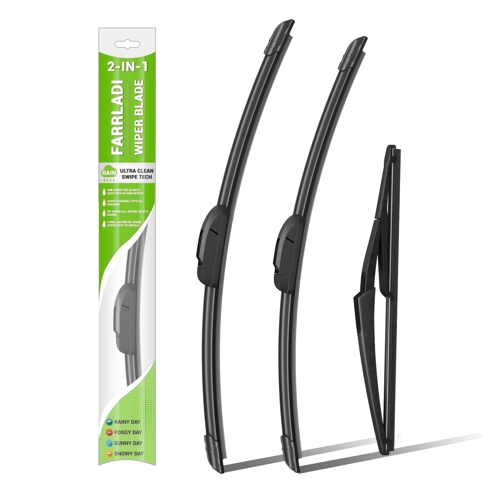 FARRLADI Silicone Windshield Wipers Replacement for Fiat 500 2012-2019,Original Equipment Automotive Replacement Wiper Blades - 24"+14"+11"(3 Pack)