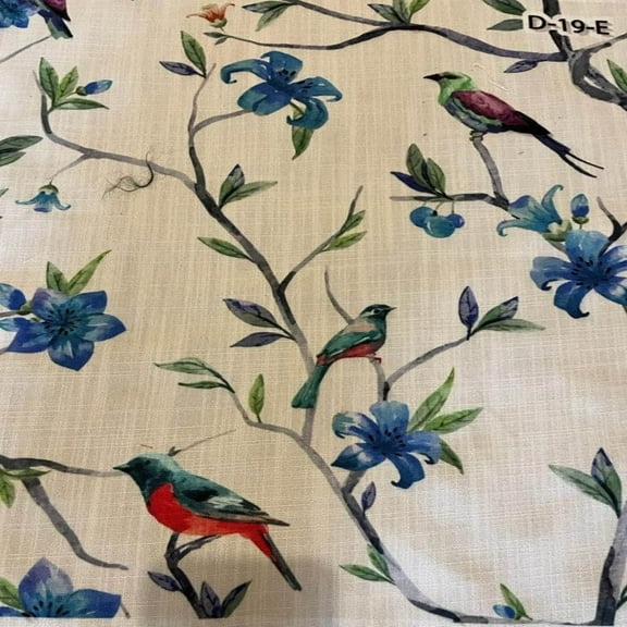 PARROT Digital Print Fabric - Cotton Hand - 58 Inch. in Width, | Home Decor, Blue / Sample 3x3 Inch