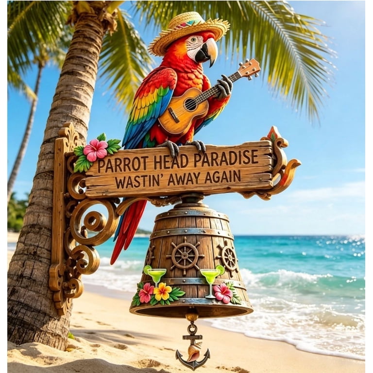PARROT HEAD PARADISE WASTIN AWAY AGAIN Decorative Hanging, Ornate