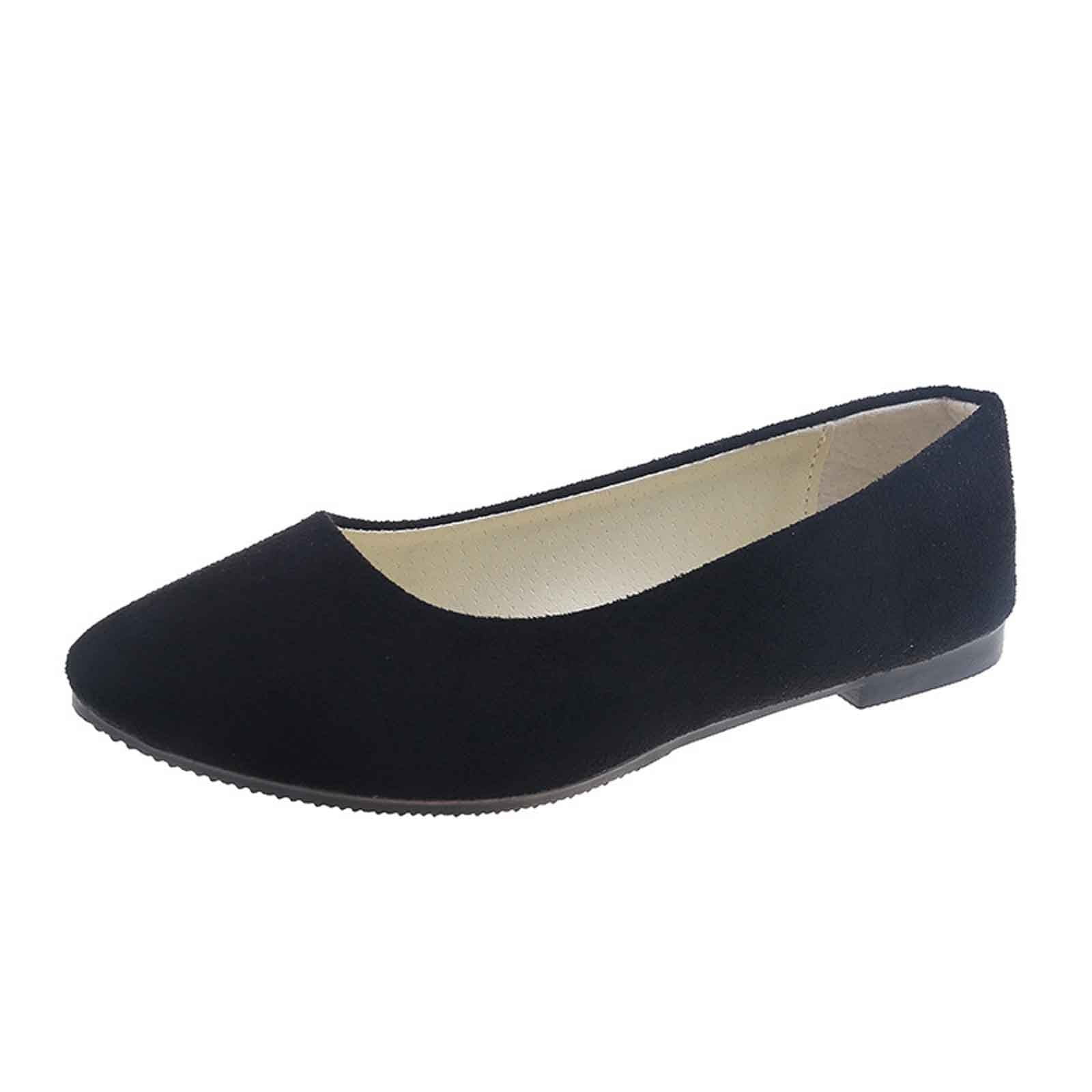 PARTGRE Women's Round Toe Ballet Flats, Navy Blue Flats, Comfortable ...