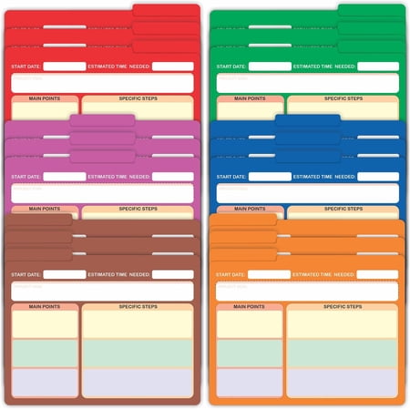 PARTH IMPEX 60 Pack Project File Folders, 1/3 Cut Tab with Assorted Positions, Letter Size Paper Holders (9.37” x 11.75”) Preprinted Job Tracking Manila Colored Jackets - Thin Folders