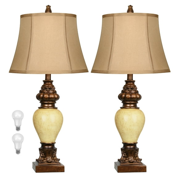 PARTPHONER 28" High Traditional Style Table Lamps Set of 2, Vintage Bronze Bedside Nightstand Lamp