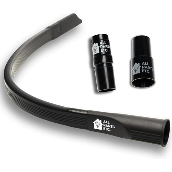 ALL PARTS ETC 1.25" Flexible Vacuum Crevice Tool with 2 Adapters (1.5" & 1.375") – 24" Long for Cleaning Under Refrigerators, Furniture & Appliances – Fits Bissell, Shark, Oreck, Eureka & More