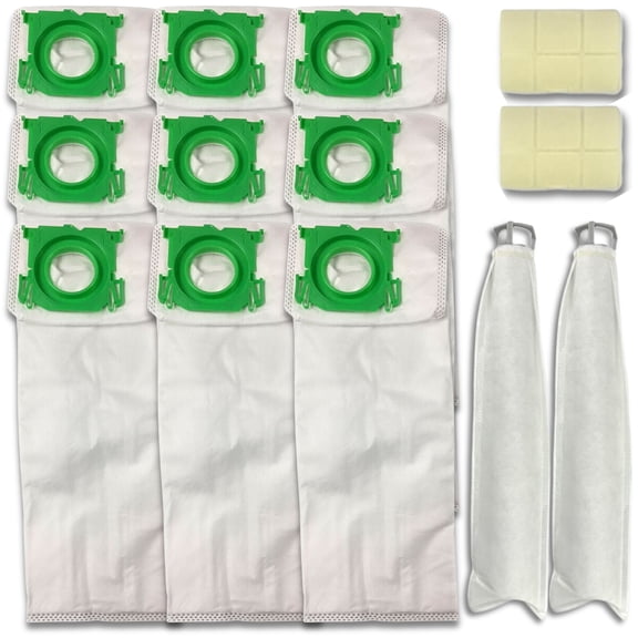 ALL PARTS ETC. 9Pk Vacuum Bags & 2 Filters Fits with Sebo C, G, X Series & Windsor Sensor S12 S15 XP Series Microlined Synthetic Filter Bags Replacement for 5093AM Style Bags