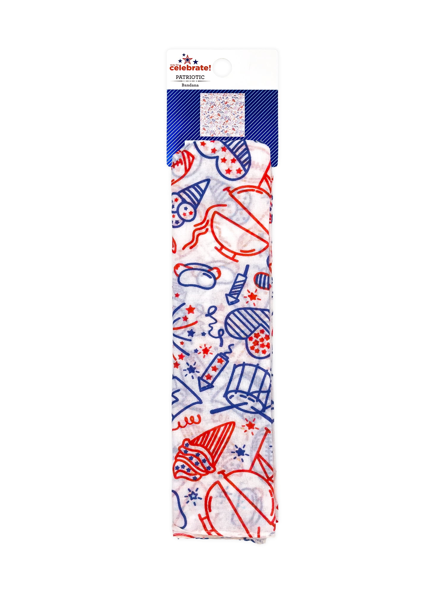 Fourth of July Womens Party Time Bandana from Way to Celebrate, One Size, White/Multi