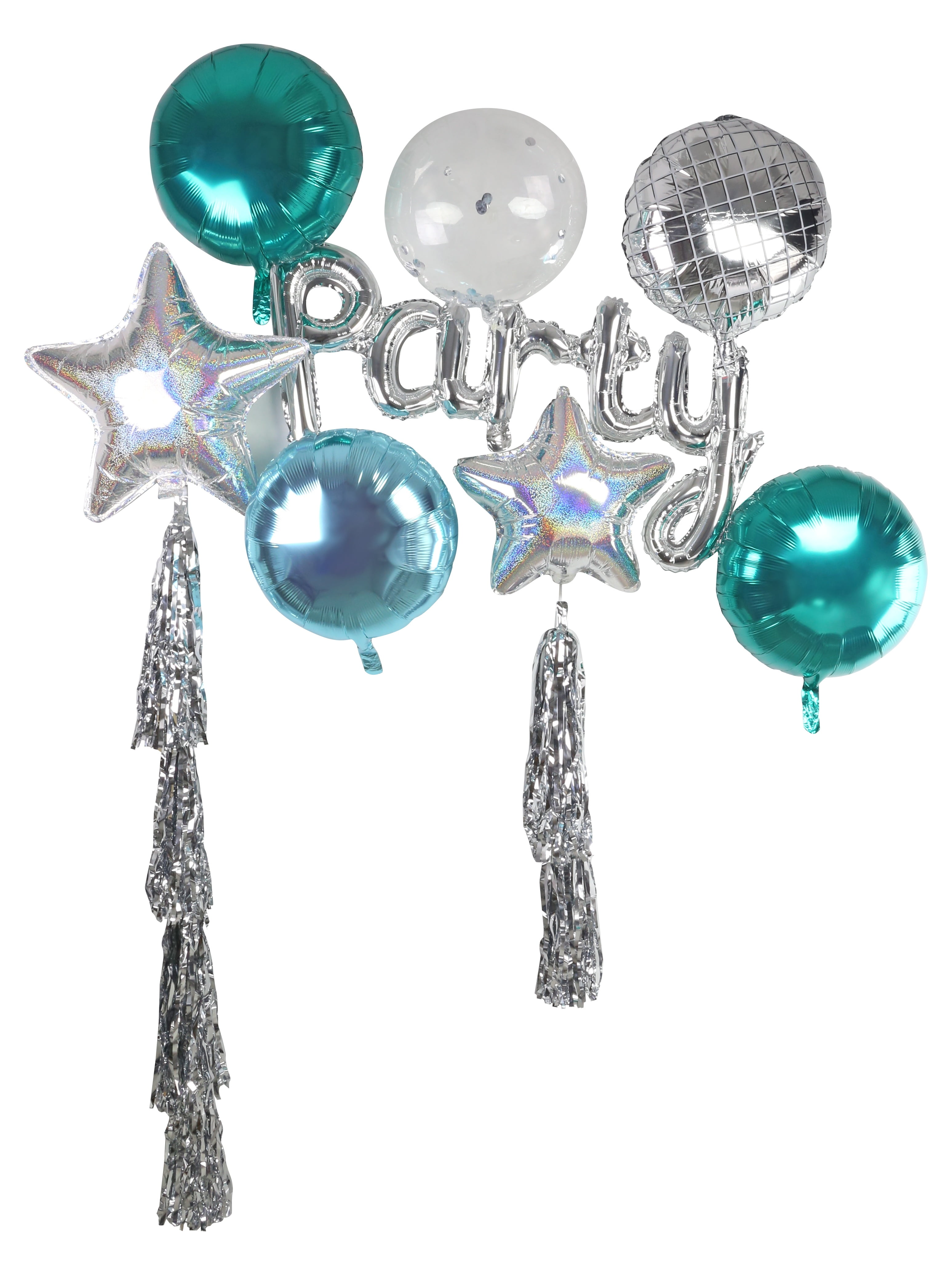 PARTY Word Shaped Foil Balloon Set, includes Streamers, 39.5in x 20in