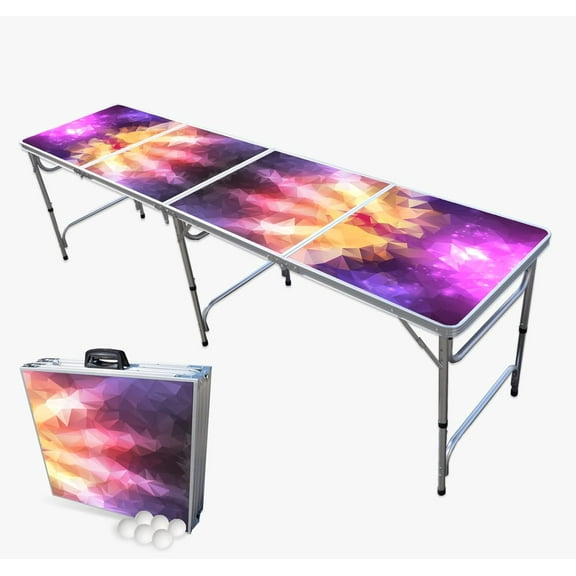 PARTYPONG 8 Foot Folding Beer Pong Table - Prism Edition