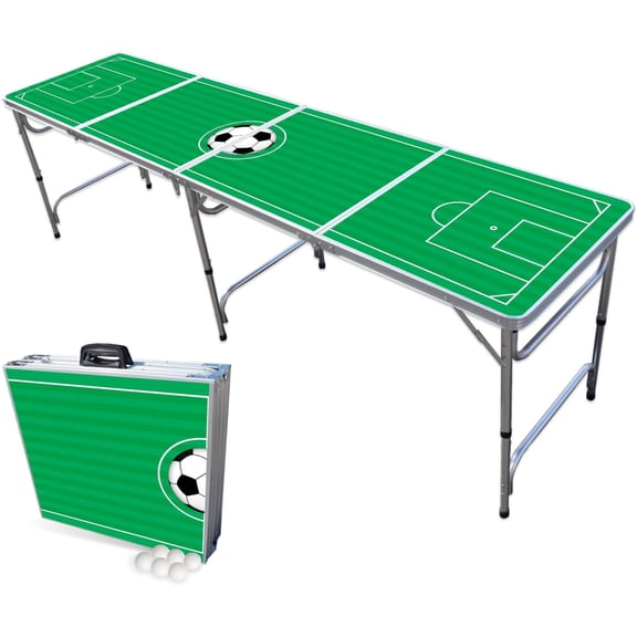 PARTYPONG 8-Foot Folding Beer Pong Table - Soccer Field Edition (Base Model)