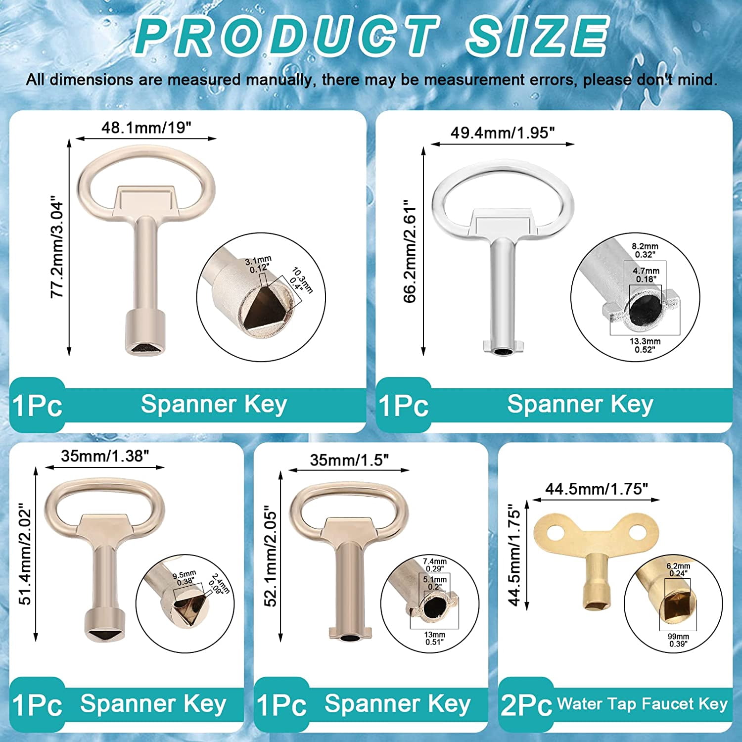 Lock N Key Radiator PASEJDO-8 Pieces Multi-functional Utility Key Kit 4 Way Sillcock Key ...