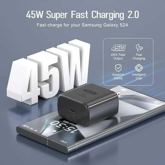 PASEJDO-Samsung 45W Super Fast Charger 2.0, USB C Android Phone Charger Fast Charging for Samsung Galaxy S26 Ultra/S26/S26+/S25/S25 Ultra/S25+/S24 Ultra/S24/S24+/S23/S22/S21/S20/Note20/Note 10-2pack