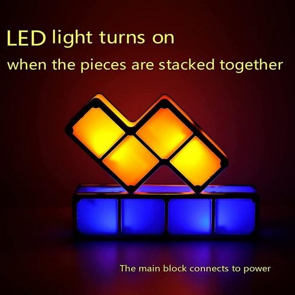 PASEJDO-Stackable Night Light, Stackable LED 7 Colors 3D Puzzles Night Light Induction Interlocking Desk Lamp, DIY Tangram Light Blocks Puzzles lamp for Bedroom Decor (US Plug)