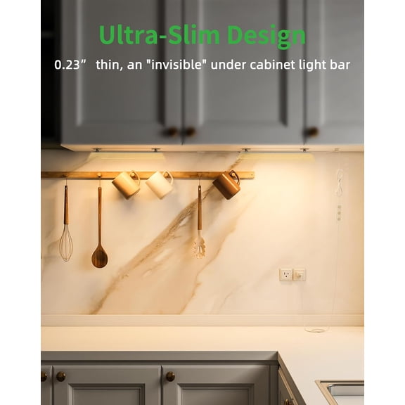 PASEJDO-Under Cabinet Lighting Plug-in, Dimmable Under Counter Lights for Kitchen, 3pcs 12 Inch, Warm White 3000K Linkable USB Led Light Strip, Wired Led Light Bar for Desk,Sink,Workbench