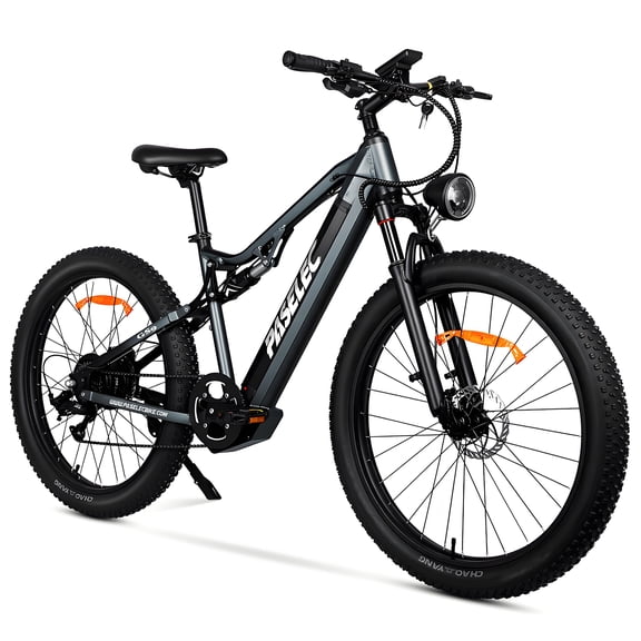 PASELEC 27.5" Fat Tire Electric Mountain Bike for Adults, 8-Speed Ebike, 48V 15.6Ah Built-In & Removable Battery, 5 Riding Modes, 60 Miles Long Range, Dual Hydraulic Brakes, Full Suspension, UL2849