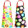 thumbnail image 1 of PASHOP 2 Pack Kids Apron Cute Aprons for Girls Boys Toddler Apron for Painting Cooking Baking 3-12 Years (Yellow+Black Donuts), 1 of 6