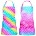 thumbnail image 1 of PASHOP 2 Pack Kids Apron Rainbow Mermaid Aprons With Pockets for Children Girls Boys Toddler Apron for Painting Cooking Baking, 1 of 6
