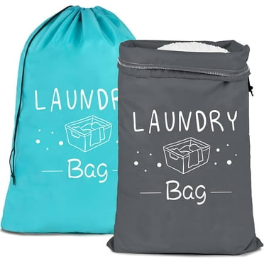 PASHOP Foldable 2-Bins Laundry Bags with Drawstring Closure, Green