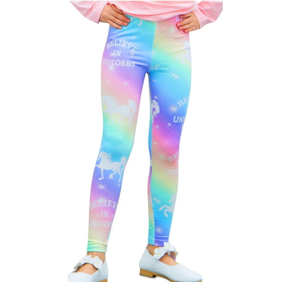 PASHOP Girl Unicorn Leggings Kid Rainbow Legging Tights Trousers Slim Long Pants