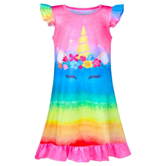 PASHOP Girls Nightgowns, Unicorn Nightgown Princess Pajama Dresses for Girls Sleepwear Nightie