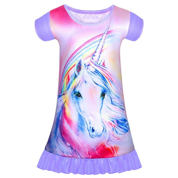 PASHOP Girls Nightgowns, Unicorn Nightgown Princess Pajama Dresses for Girls Sleepwear Nightie
