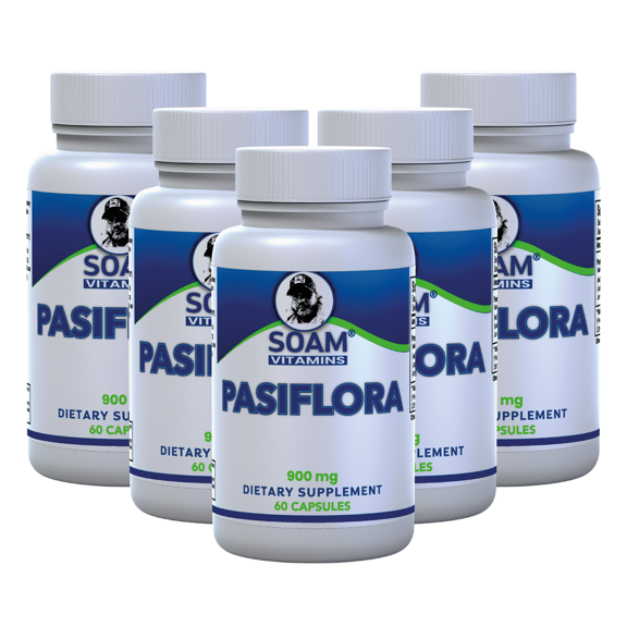 PASIFLORA 4500 mg - Passion Flower - White Willow Bark - St John's Wort Extract - Soothing Herbal Support - Mood Support Supplement - Whole Herb Supplement - 300 Capsules - SOAM