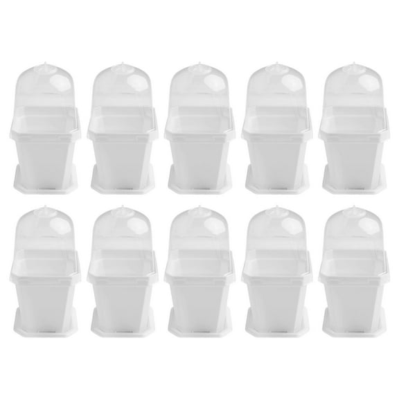 PASILI 10 Pcs Plant Nursery Pots With Humidity Dome Small Plastic Square Flower Pot
