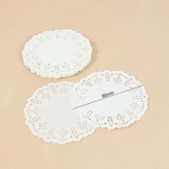 PASILI 100Pcs Round Paper Lace Doilies Cake Placemat Party Wedding Baking Decoration Creative Craft Napkins Placemat Table Decoration