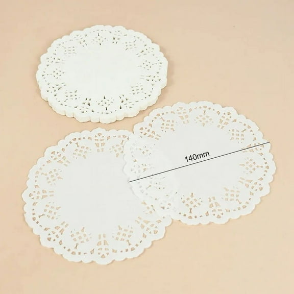PASILI 100Pcs Round Paper Lace Doilies Cake Placemat Party Wedding Baking Decoration Creative Craft Napkins Placemat Table Decoration