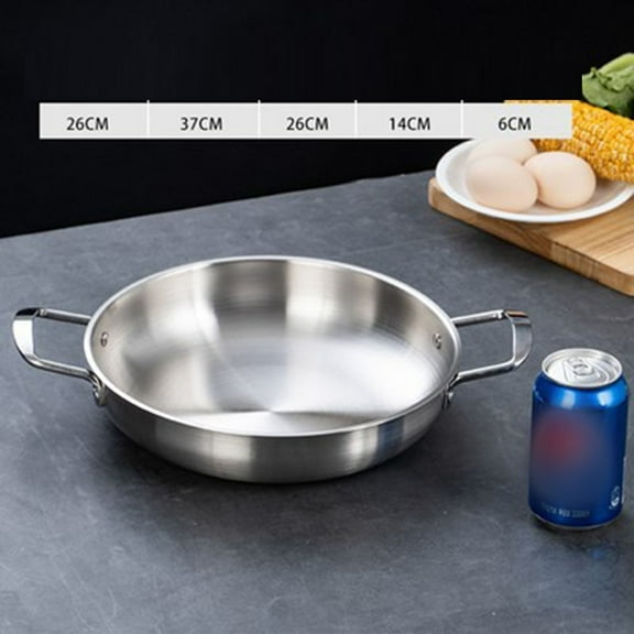 PASILI 1Pc Seafood Pot Stainless Steel Pan Double Ear Thickened Hot Korean Style Kimchi Silver/Gold Pot Kitchen Cookware