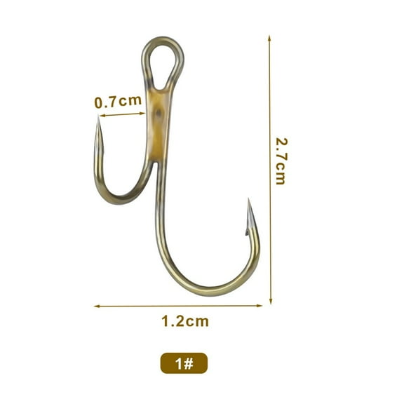 PASILI 20pcs Double Fishing Hook High Carbon Steel Golden Barbed Hook Zander Fishhooks