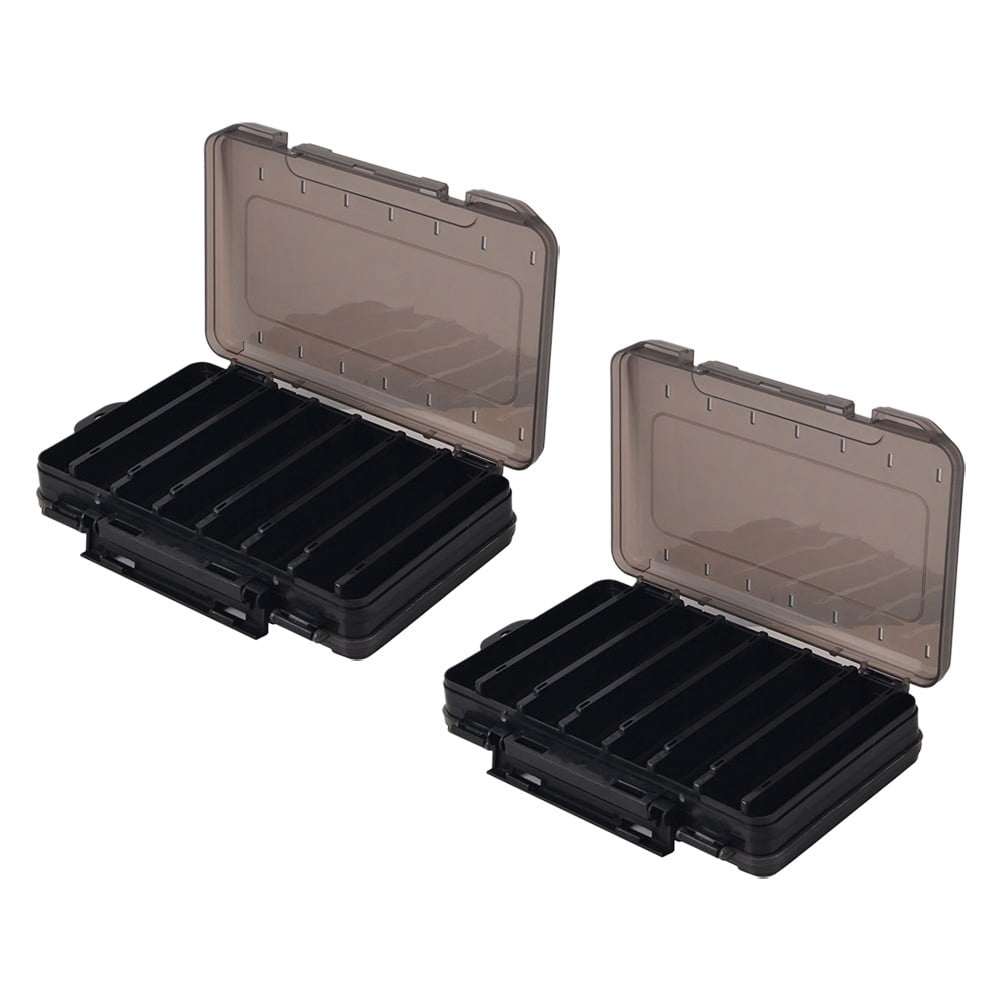 PASILI 2Pcs Double Sided Fishing Tackle Boxes 14 Compartments Lures Organizer A Handle
