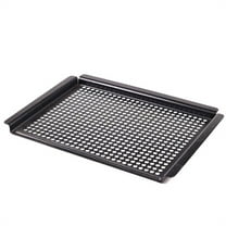 PASILI 41X28.5Cm Grill Pan Bbq Tray Barbecue Basket Non-Stick With Holes Black