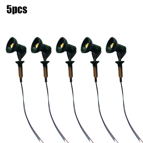 PASILI 5 Pack Warm White LED Floodlights for Outdoor Lighting Ideal for Building Facades with Connection Cables and Brass Design Green