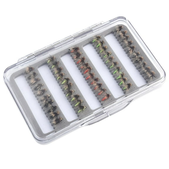 PASILI 50 5-Color Small Fly Hook Fly Fishing Bait Dry And Wet Flies