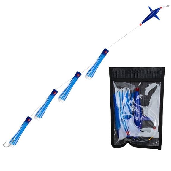 PASILI Feather Fishing Lure Squid Hook Lures For Marlin Trolling Tuna Feather Teaser Saltwater Trolling Artificial Bait Fishing Rigged