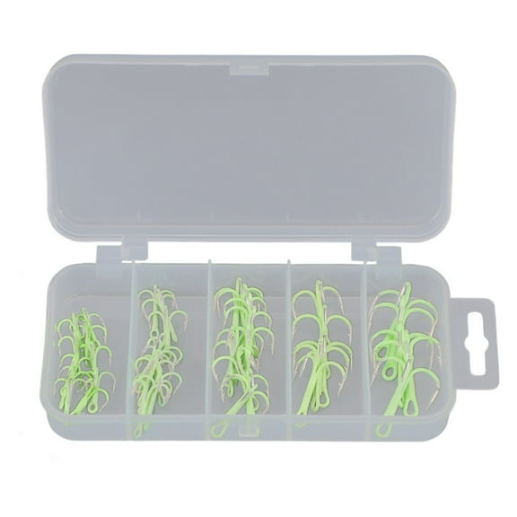 PASILI Fishing Treble Hooks Set 40Pcs With Luminous Feature And Organizer Box
