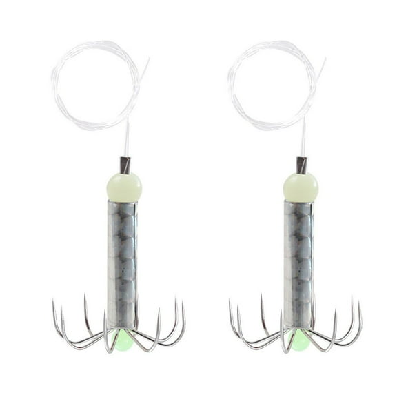 PASILI For Sea Fishing 2Pcs Squid Hooks With Luminous Effect And Stainless Steel